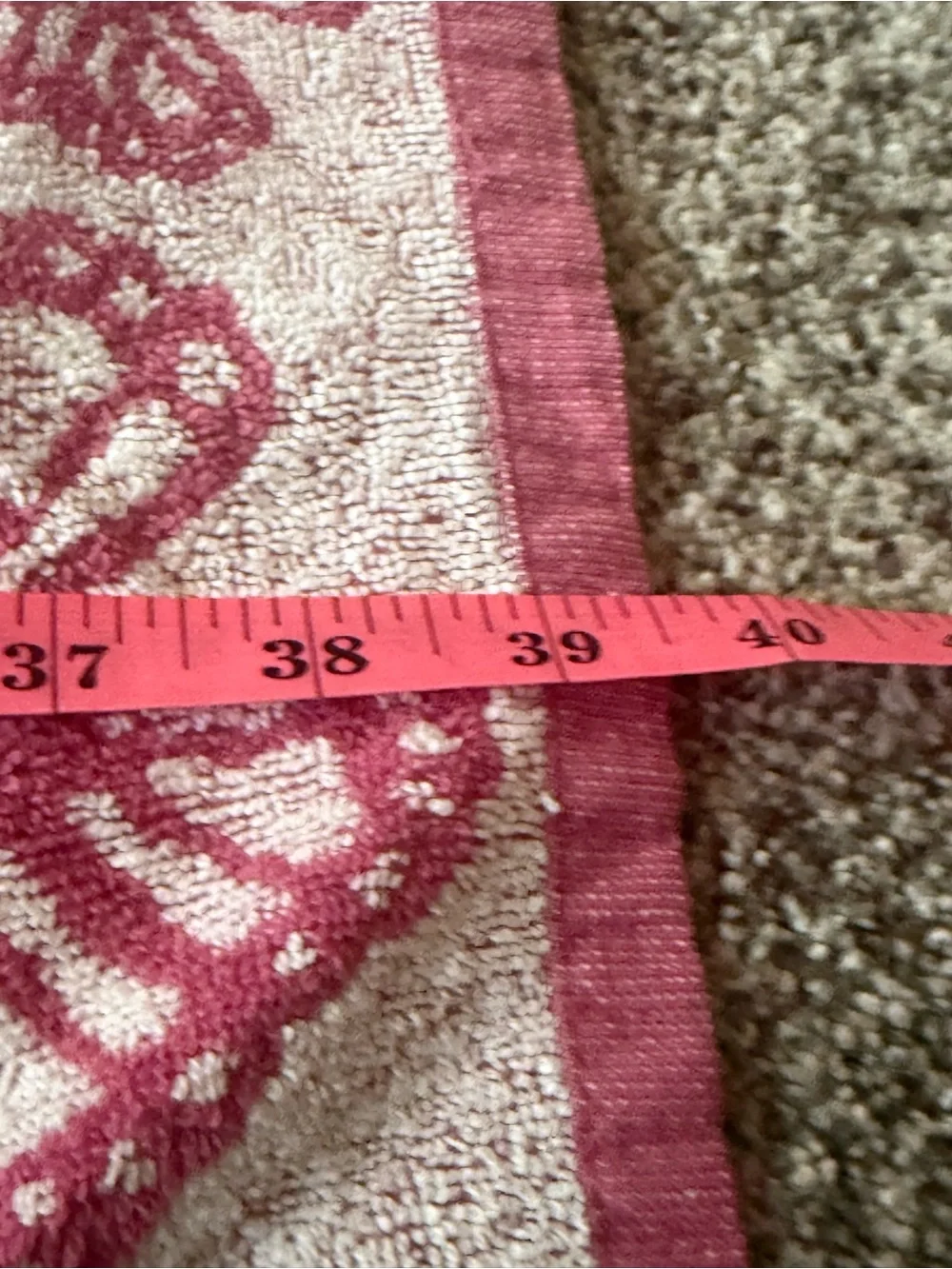 Vintage Pink Butterfly Cotton Bath Towel - pink and white 20x39.5”
